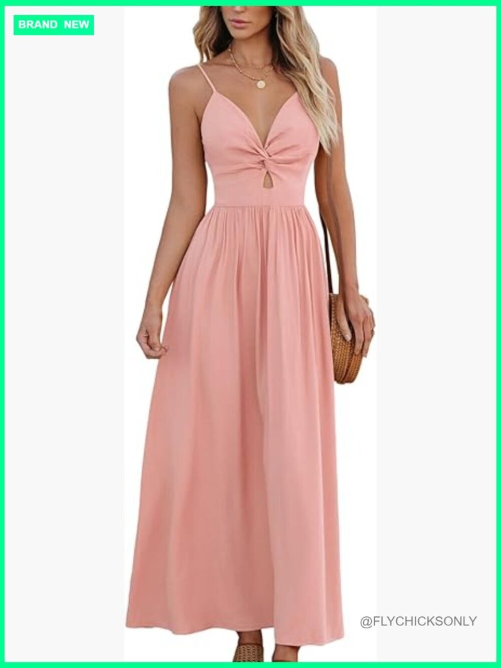 Rayon Maxi Dress with Cutout and Self Tie Back